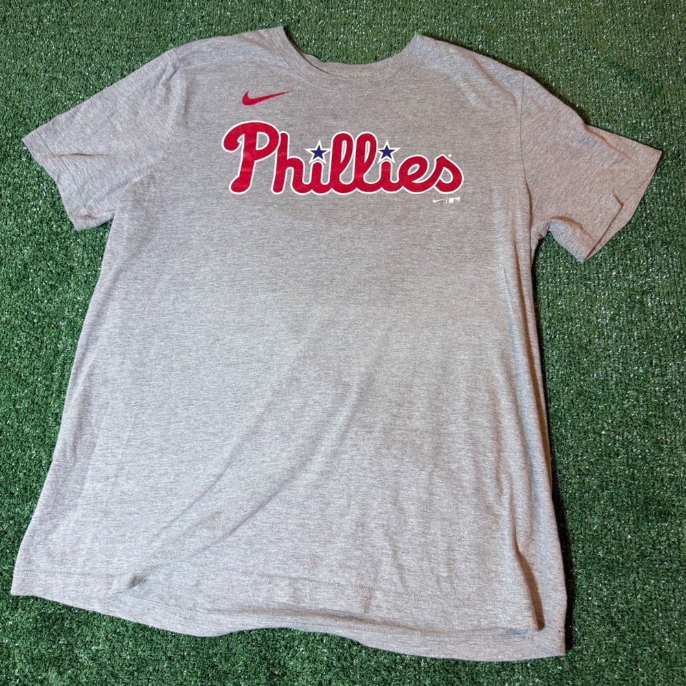 Nike Philadelphia Phillies Rhys Hoskins 17 MLB T-Shirt Mens Large Gray
